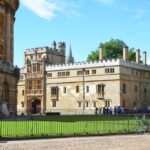 Historic university college building and grounds