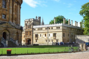 Historic university college building and grounds