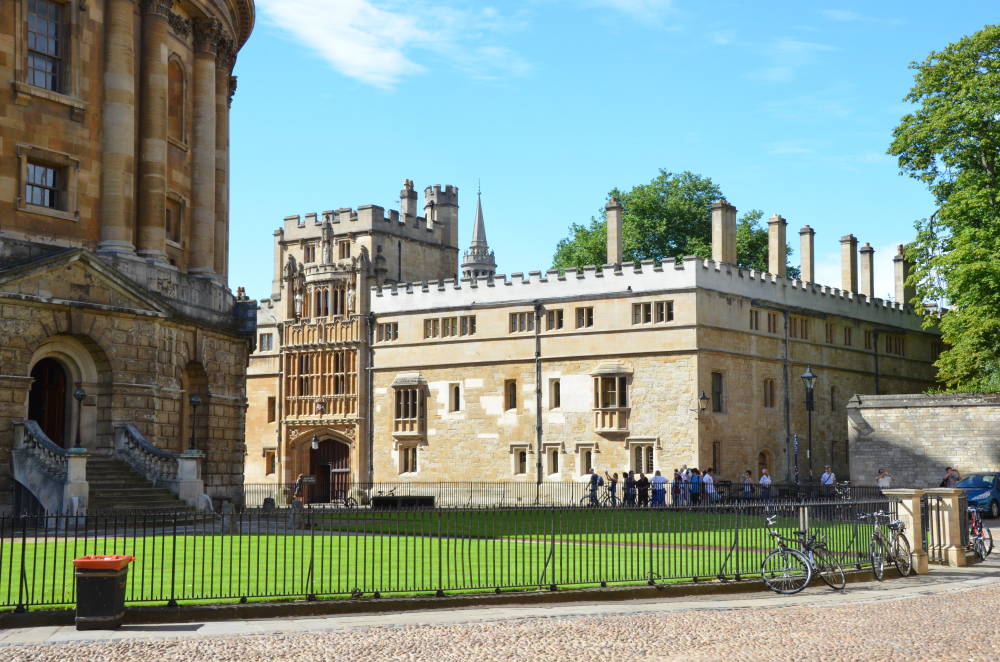 Historic university college building and grounds