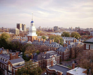 Aerial view of a historic university campus